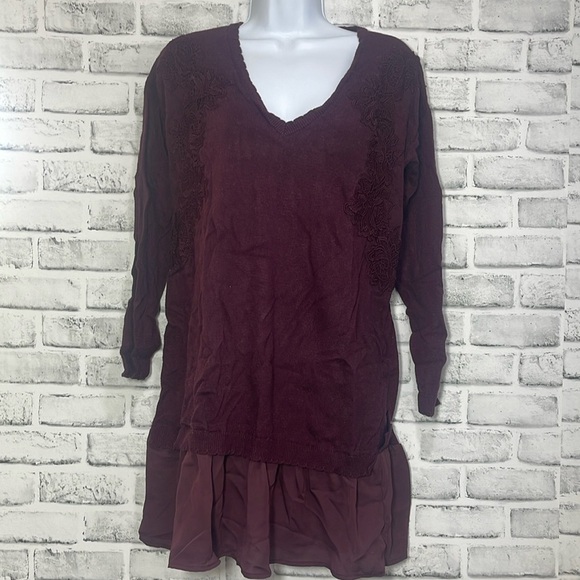 LC Lauren Conrad Sweater Embroidery Tunic Medium - Picture 1 of 8